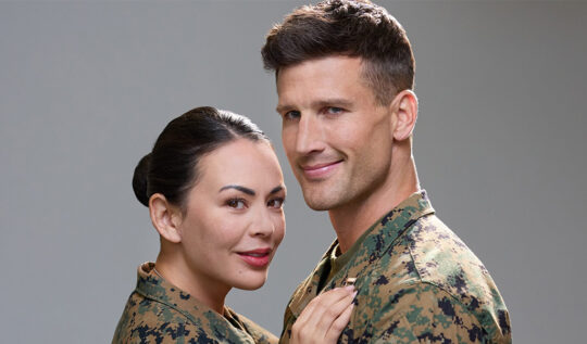 Janel Parrish and Parker Young